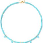 Colar Boho com Contas Azuis, Gargantilha com Pedra Natural de 4mm para Mulheres e Homens/140