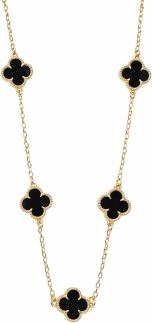 Colar Choker Trevo Virgínia Pedra Branca Folheado a Ouro de Qualidade Feminino 35cm com mais 5cm de Extensor Regulável Gargantilha