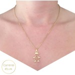Colar Cordão Corrente Correntinha Gargantilha Feminina e Pingente Filho Menino Banhado a Ouro 18k - Imagem 2