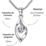Colar Feminino Aço Inoxidável com Pedra Zircônia "Crystal Life" – Antialérgico & Elegante – Acompanha Bolsa de Veludo - Imagem 2