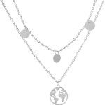 Colar Feminino Gargantilha Com Pingente Mapa Planeta Terra