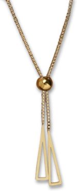 Colar Feminino "Modern Gold" Ajustável – Aço Inoxidável, Pingente Triângulo Minimalista, Versátil Gargantilha ou Longo – Estilo Moderno e Elegante – Acompanha Bolsa de Veludo
