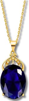 Colar Feminino "Safira" Banhado a Ouro 18k com Cristal de Zircônia – Semijoia Elegante e Sofisticada para Mulheres Refinadas – Corrente Ajustável de 50cm – Acompanha Bolsa de Veludo