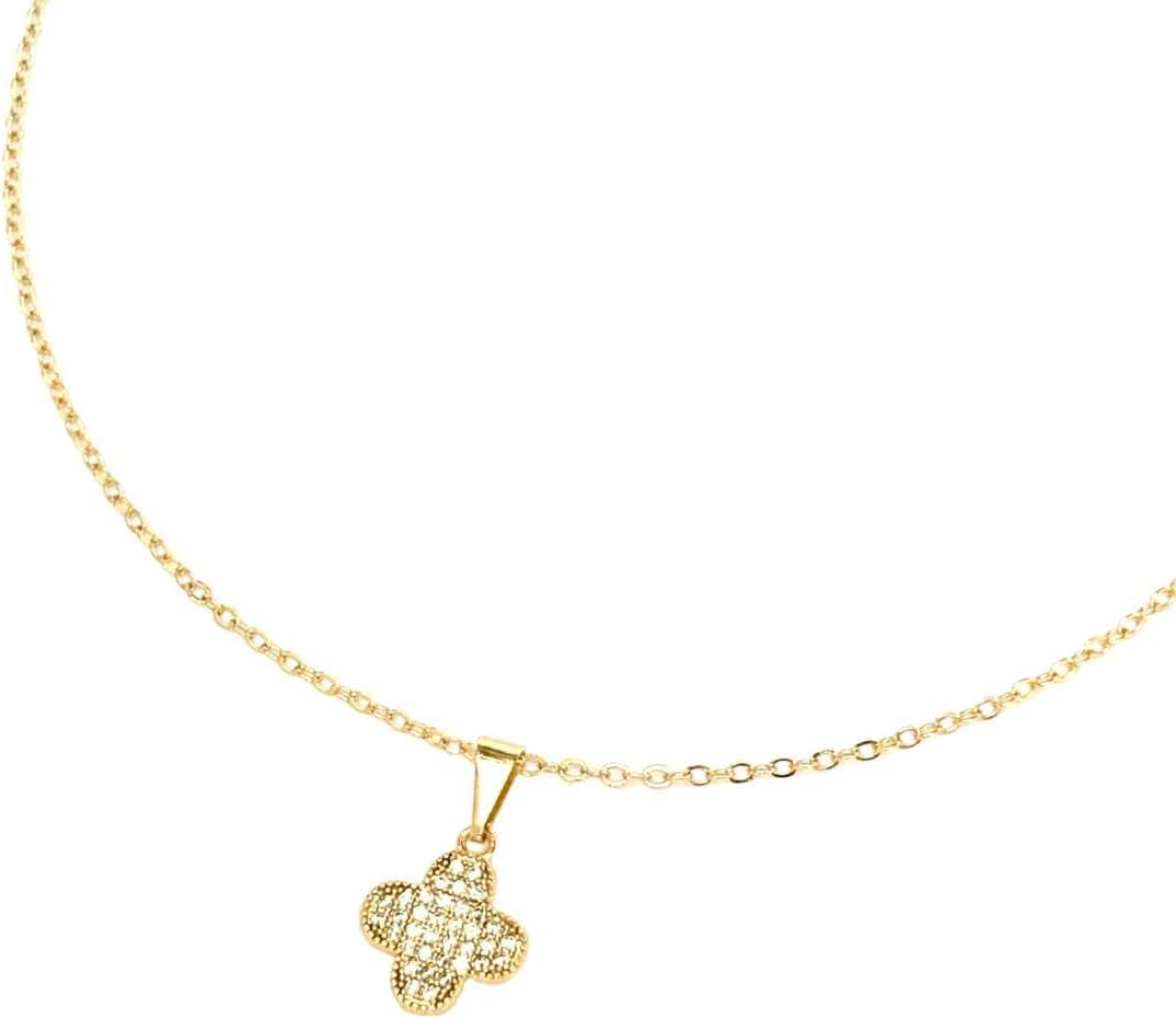 Colar-Feminino-com-Pingente-Trevo-Cravejado-de-Zirconia-Banhado-a.jpg Colar Feminino com Pingente Trevo Cravejado de Zircônia Banhado a Ouro 18K - corrente 45 cm + extensor de 5 cm - gargantilha, choker, antialérgico, Pingente da Sorte e Proteção, Hipoalergênico, Inspiração Joia e Grife, Moda dos Famosos Virginia
