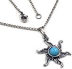 Colar aço inoxidável feminino 45 cm com Pingente Sol Pequeno com Pedra Gargantilha Feminina Bali C2Cam