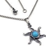 Colar aço inoxidável feminino 45 cm com Pingente Sol Pequeno com Pedra Gargantilha Feminina Bali C2Cam