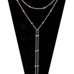 Colar com pingente de borla de corrente longa com gargantilha de camada MOLOCH para mulheres, meninas, feito à mão, estação de contas, colar com pingente corrente joia colar Prata