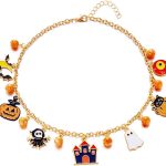 Colar de Halloween feminino, gótico punk de corrente de metal para Halloween, decoração de festa de Halloween, para homens