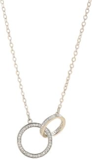 Colar feminino banhado a ouro 14K – Gargantilha com pingente de dois círculos delicados e infinitos, antimanchas, hipoalergênico, impermeável, presentes de aniversário personalizados, joias modernas