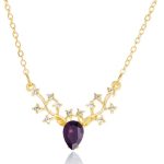 Colar feminino com pingente de chifre de veado de strass, fofo, animal, zircônia cúbica, cristal, rena, gargantilha de alce, corrente de pingente de cabeça de alce, Natal, festivo, festa de