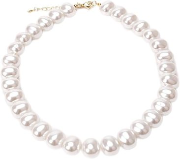Colar feminino de pérolas, boêmio, barroco, gargantilha de pérola, joia de casamento, presente para mulheres, Large, Pérola, Sem Pedra Preciosa