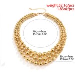 Colar feminino vintage com clavícula grossa, várias camadas, colar gargantilha (dourado), one size, Metal, Sem Pedra Preciosa - Imagem 2