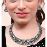 Colar gargantilha indiana afegã hasli prata oxidada tribal boho declaração kutchi joias femininas - Imagem 2
