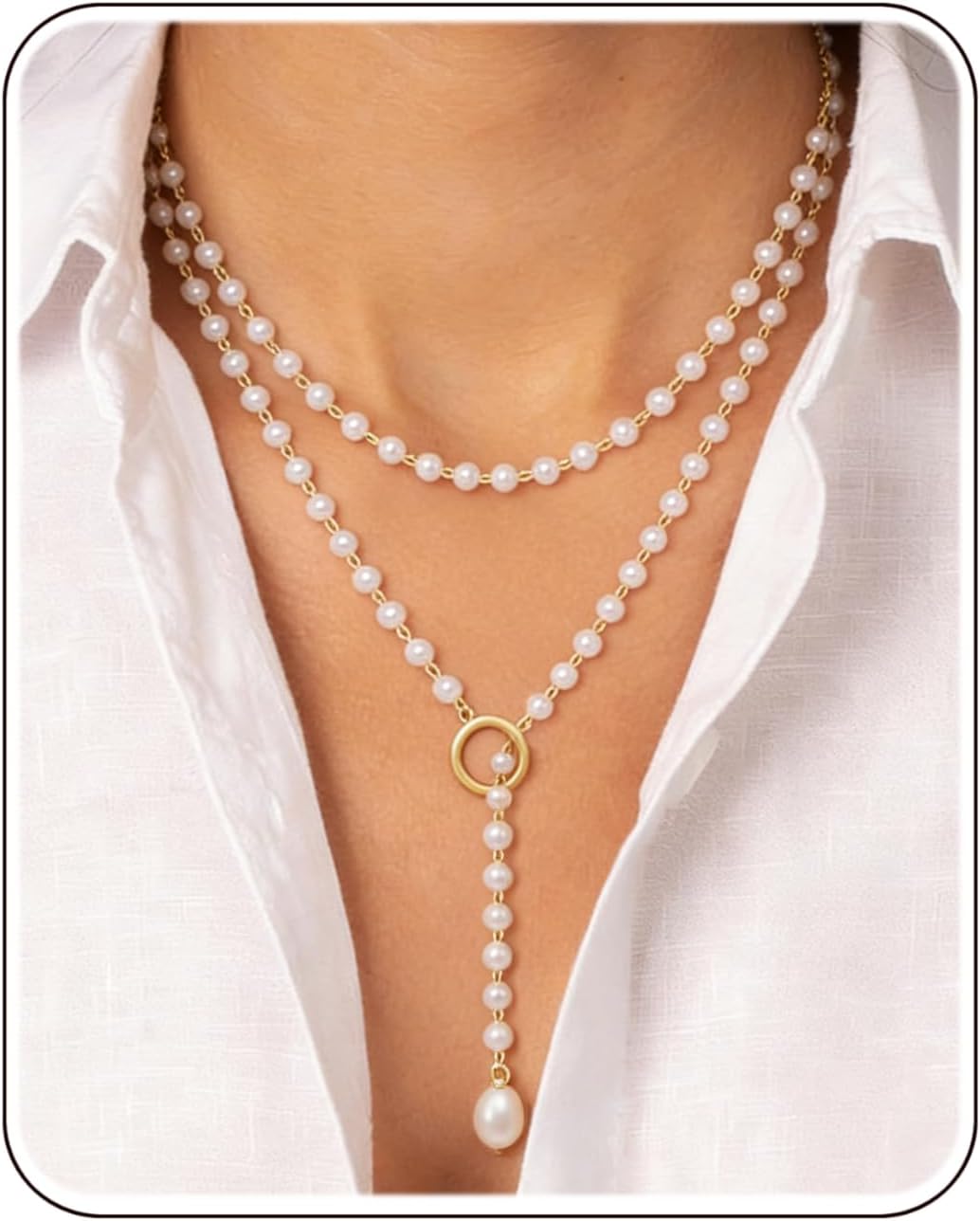 Colares-de-perolas-em-camadas-para-mulheres-banhado-a-ouro.jpg Colares de pérolas em camadas para mulheres, banhado a ouro 14 K, moderno, colar em Y, gargantilha delicada de pérola, colar de camadas de ouro, presente de joia para ela, presente de dia dos