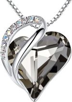 Colares femininos, pingente de cristal de coração com pedra do mês de nascimento do infinito amor, joias de aniversário para ela, mãe e esposa, banhado a prata, corrente ajustável de 5 cm + 5 cm