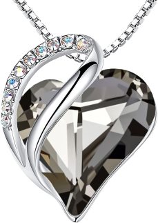 Colares femininos, pingente de cristal de coração com pedra do mês de nascimento do infinito amor, joias de aniversário para ela, mãe e esposa, banhado a prata, corrente ajustável de 5 cm + 5 cm