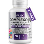 Complexo B Puro Nutrition – Vitaminas B1, B2, B3, B5, B6, B9, B12 e Magnésio, 60 Cápsulas