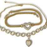 Conjunto Feminino "Unity" com Corrente e Gargantilha – Aço Inoxidável Banhado a Ouro 18K com Zircônias – Antialérgico e Ajustável – Estilo Moderno e Sofisticado – Acompanha Bolsa de Veludo