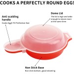 Conjunto de 2 panelas de ovo para micro-ondas, omelete de ovo rápido, sanduicheira de café da manhã, lavável na lava-louças, utensílios de cozinha (vermelho) - Imagem 2