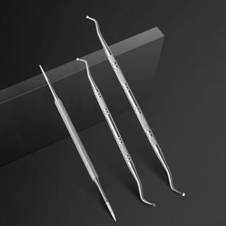 Conjunto de 3 peças de lixas de unha encravadas e levantador, ferramentas de dupla face de aço inoxidável para limpeza de unhas