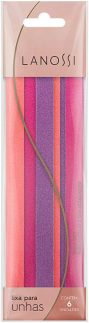 Conjunto de Lixas Dupla Face para Unhas, Contém 6 Unidades, Cores Laranja, Rosa e Roxo, Lanossi.