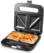 Elite Gourmet ESM2207XSS Sandwich Panini Maker queijo grelhado, tortilhas de atum derretimento à máquina, superfície de cozedura antiaderente, 2 fatias, 750 watts, aço inoxidável