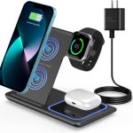 Estação de carregamento sem fio 3 em 1 para iPhone, iWatch, AirPods - carrega iPhone 13/12/11 Pro/Pro Max, iWatch 7/6/SE/5/4/3/2, AirPods 3/2/Pro