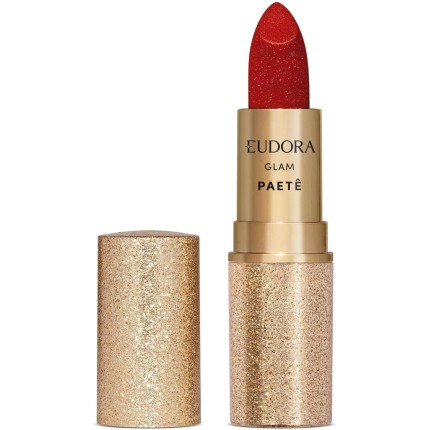Eudora Batom Cremoso Vermelho Glam Paetê 3g