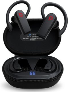 Fone de Ouvido, Bluetooth 5.4, IPX5 à Prova D'Água, 45h de Bateria, C/Microfone Embutido. Design Esportivo e Ergonômico, Para Corridas, Atividades Físicas, Videogame, Compativel IPhone e Android