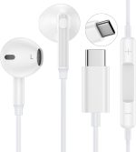 Fones de ouvido USB C com fio USB C para iPhone 17 Pro Max/17 Air/16e/16 Pro Max/16 Plus, Samsung Galaxy A16/A17/S25FE/S25 Ultra/S24 Ultra/S23/S22, Tipo C, fones de ouvido estéreo HiFi