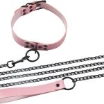 Gargantilha feminina com coleira de coração ajustável, colar gargantilha gótica de couro sintético macio com corrente de transporte, joia corporal