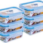 Gato Panda Kit 6 Potes de Vidro Retangular com Tampa Hermética 640ml Cor:Azul