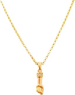 Genérico, Colar Cordão Corrente Correntinha Gargantilha Feminina e Pingente Figa Zircônia Banhado a Ouro 18k