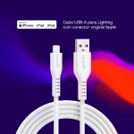 Geonav Cabo de Silicone USB-A para Lightning, carregamento até 12W, Silicone resistente, 1,5m, ESLISWT, Branco - Imagem 2