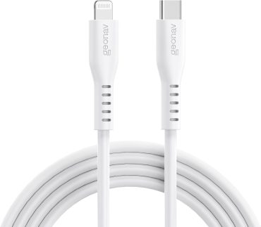 Geonav Cabo de Silicone USB-C para Lightning, carregamento até 38W, Silicone resistente, 1,5m, ESLICSWT, Branco