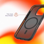 Geonav Capa Anti-Impacto para iPhone 16 Pro Max, TPU flexível nas extremidades, proteção anti-shock e policarbonato, Compatível com o sistema de ímãs MagSafe®, IPI16PMBK, Transparente fosco/Preto - Imagem 2