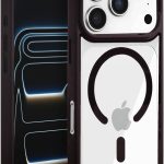 Gshield Capa Case Wave Anti-impacto com Cordão de Pulso Incluso, Lateral Antiderrapante, Compatível com Magsafe (Transparente/borda preta, iPhone 17 Pro)