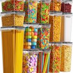 House Organizer Kit com 15 Porta Mantimentos – Potes Herméticos para Alimentos com Tampa, Organizadores de Cozinha e Despensa em Plástico para Cereais, Alimentos Secos, Farinha e Açúcar. Bpa Free.