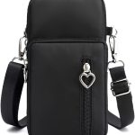 JANKS Bolsa transversal pequena para mulheres - Mini bolsas de telefone com alça transversal e carteira - bolsa de braço de nylon, A - Preto, Small
