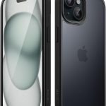 JETech Capa Fosca para iPhone 15 6,1 Polegadas, Proteção Contra Quedas de Grau Militar à Prova de Choque, Case Traseira Translúcida Fosca para Telefone, Capinha Anti-Impressão Digital (Preto)