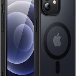 JETech Capa Magnética para iPhone 12/12 Pro 6,1 Polegadas Compatível com MagSafe, Case Capinha Translúcido Fosco Verso Fina à Prova de Choque Tampa (Preto)