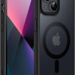 JETech Capa Magnética para iPhone 13 6,1 Polegadas Compatível com MagSafe, Case Capinha Translúcido Fosco Verso Fina à Prova de Choque Tampa (Preto)