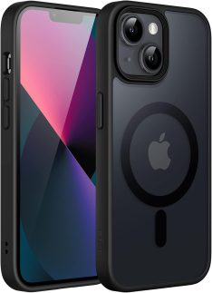 JETech Capa Magnética para iPhone 13 6,1 Polegadas Compatível com MagSafe, Case Capinha Translúcido Fosco Verso Fina à Prova de Choque Tampa (Preto)