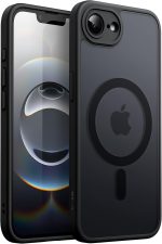 JETech Capa Magnética para iPhone 16e 6,1 Polegadas 2025 Compatível com MagSafe, Case Capinha de Telefone Fina e à Prova de Choque com Parte Traseira Fosca Translúcida (Preto)