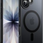 JETech Capa Magnética para iPhone 17 6,3 Polegadas Compatível com MagSafe, Case de Telefone Traseira Fosca Translúcida, Fina e Minimalista À Prova de Choque (Preto)