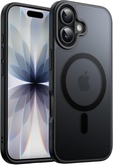 JETech Capa Magnética para iPhone 17 6,3 Polegadas Compatível com MagSafe, Case de Telefone Traseira Fosca Translúcida, Fina e Minimalista À Prova de Choque (Preto)