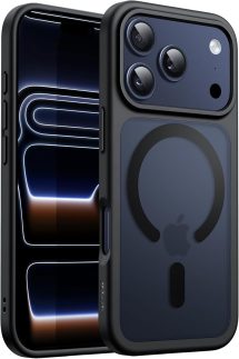 JETech Capa Magnética para iPhone 17 Pro Max 6,9 Polegadas Compatível com MagSafe, Case de Telefone Traseira Fosca Translúcida, Fina e Minimalista À Prova de Choque (Preto)