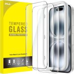 JETech Película de Vidro Temperado para iPhone 16 6,1 Polegadas, Protetor de Tela com Ferramenta de Fácil de Instalar, Amigável ao Caso, HD Transparente, Pacote com 3
