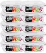 KIT 10 Potes de Vidro Retangular com Tampa Hermética 370ml Cor: Transparente