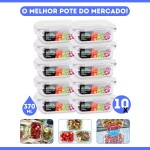KIT 10 Potes de Vidro Retangular com Tampa Hermética 370ml Cor: Transparente - Imagem 2